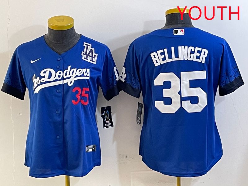 Youth Los Angeles Dodgers #35 Bellinger Blue City Edition 2025 Nike MLB Jersey style 7